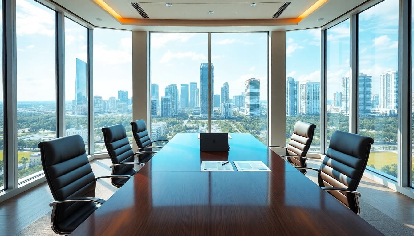law firm in Miami office with modern design and city views
