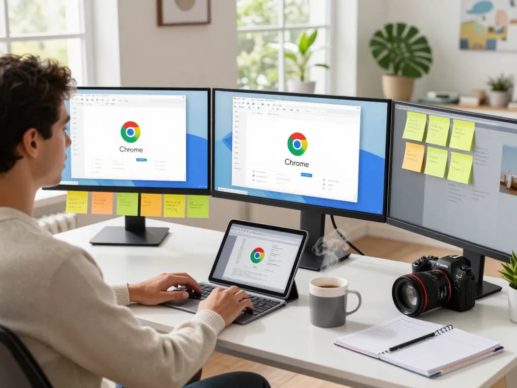 Experience the innovative features of 谷歌浏览器 in a modern home office.