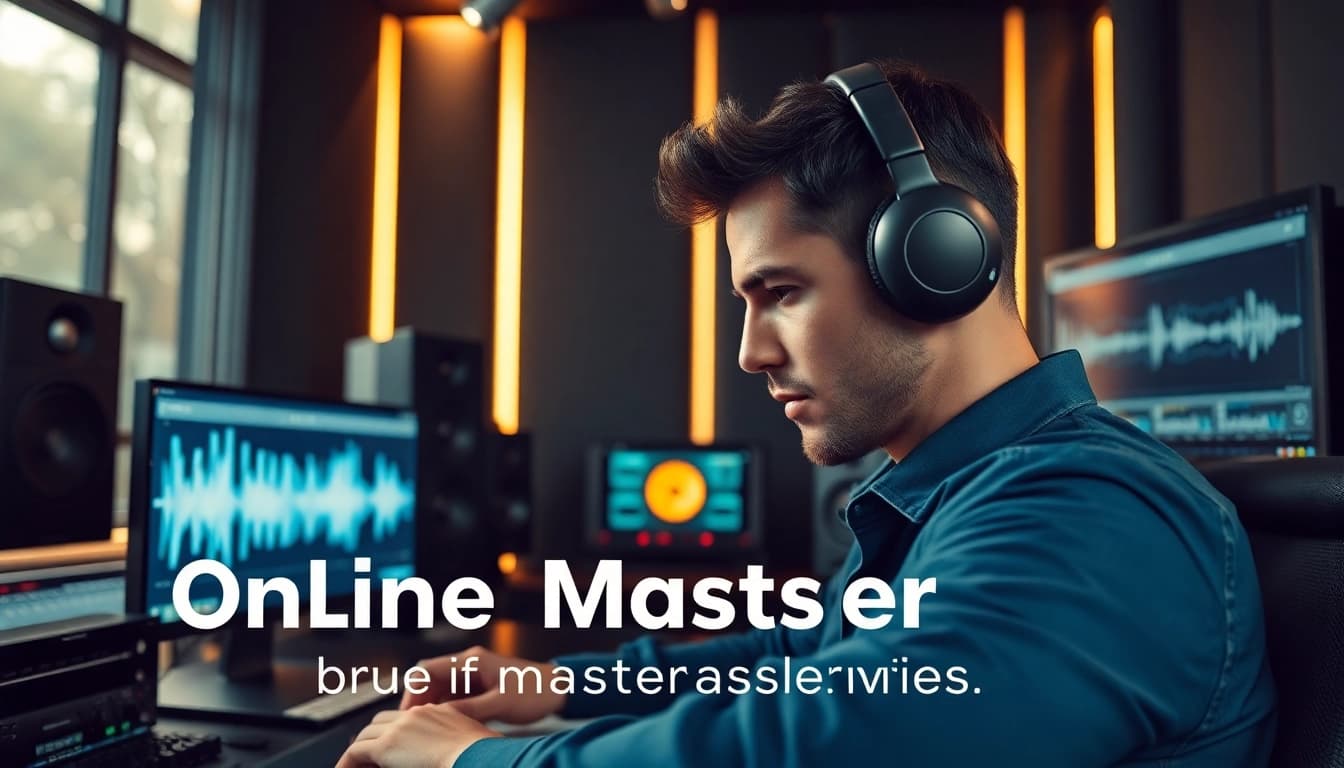 Enhance your music with our online mastering services, showcasing a professional audio engineer in action.