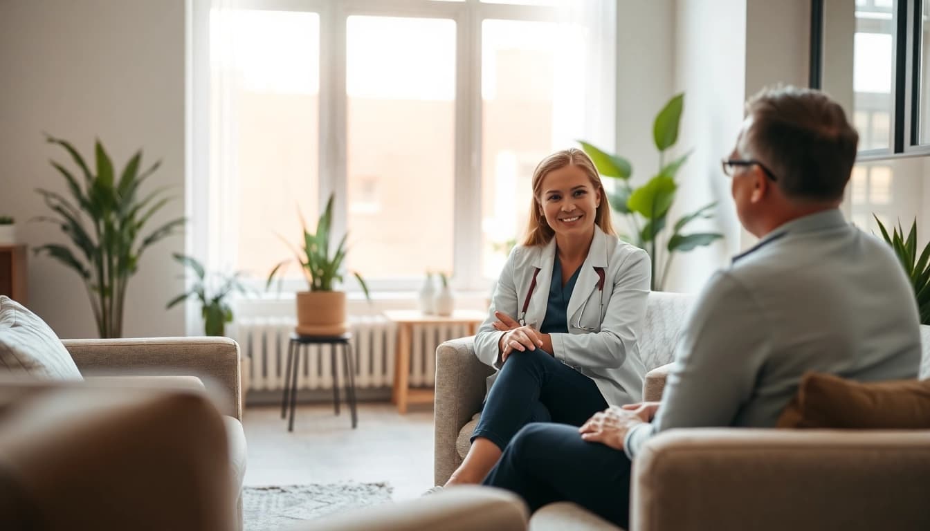 Providing Counselling Services in a serene setting with a compassionate therapist and client interaction.