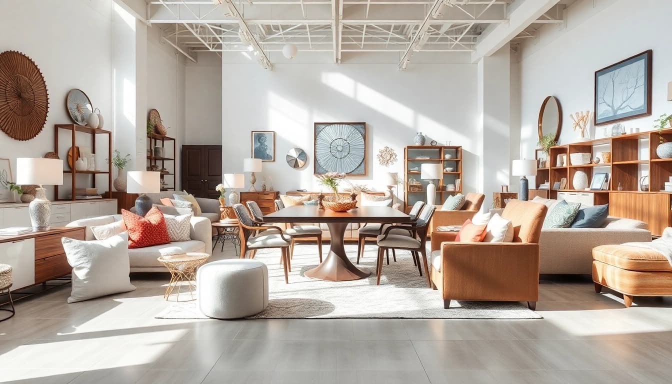 Showcasing stylish furniture accessories from a Furniture Accessories Supplier in a bright, modern showroom.