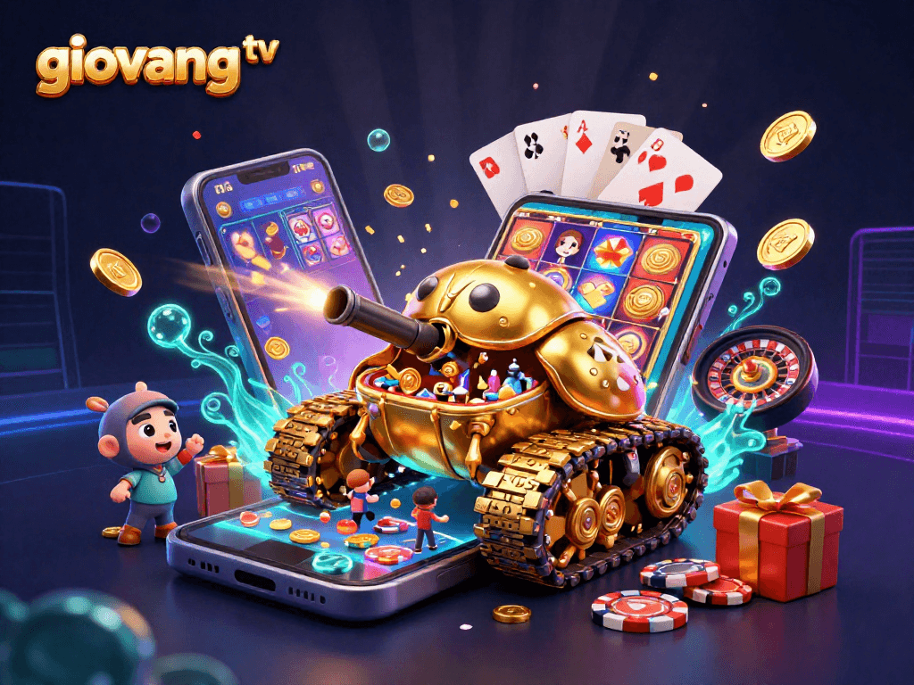 Engage with giovang tv's magical casino experience in a vibrant 3D illustration.