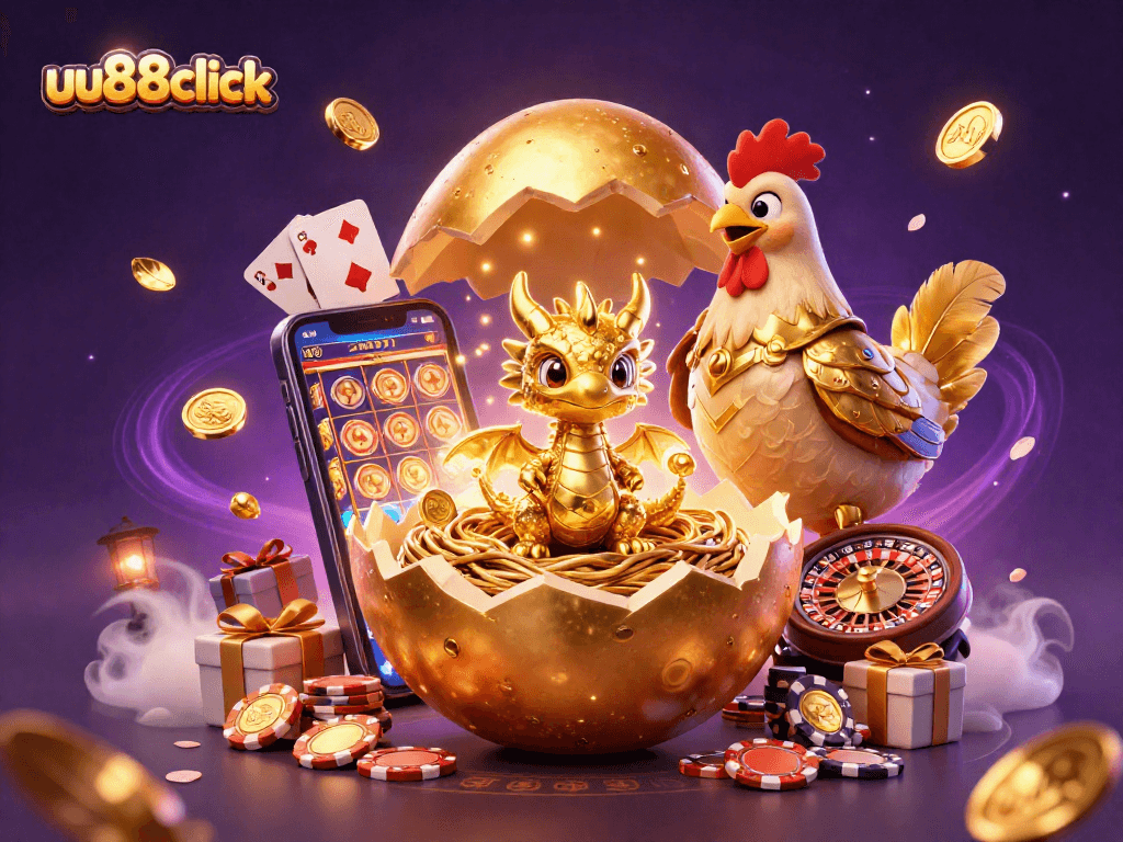 Experience thrilling moments at uu88click with a golden dragon and exciting casino elements.