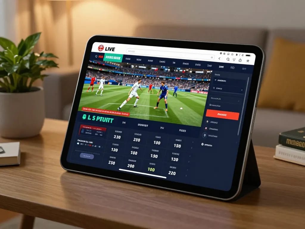 Engaging scene of a user placing a 3Bet on a sports betting app in a cozy environment.