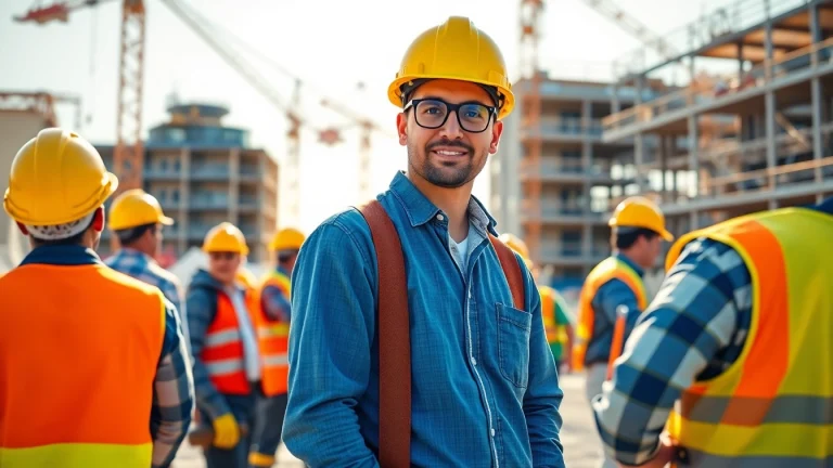 New York General Contractor managing a busy construction site with workers and cranes.