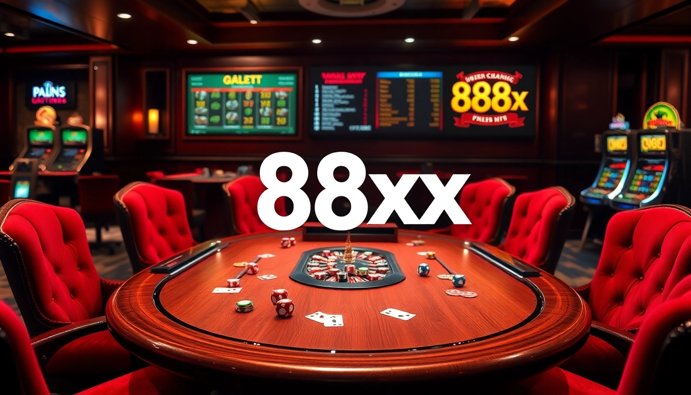 Gambler placing bets at a sophisticated casino table with 88xx feature, showcasing festive poker chips and cards.