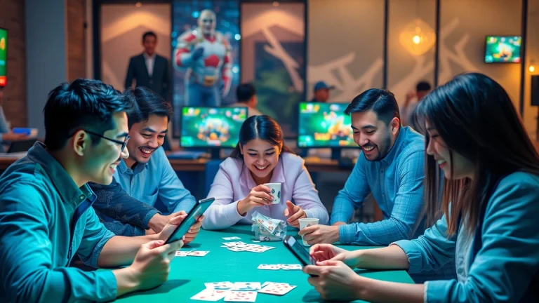 Players enjoying online card games through topgamebaidoithuong.mx with a vibrant community atmosphere.