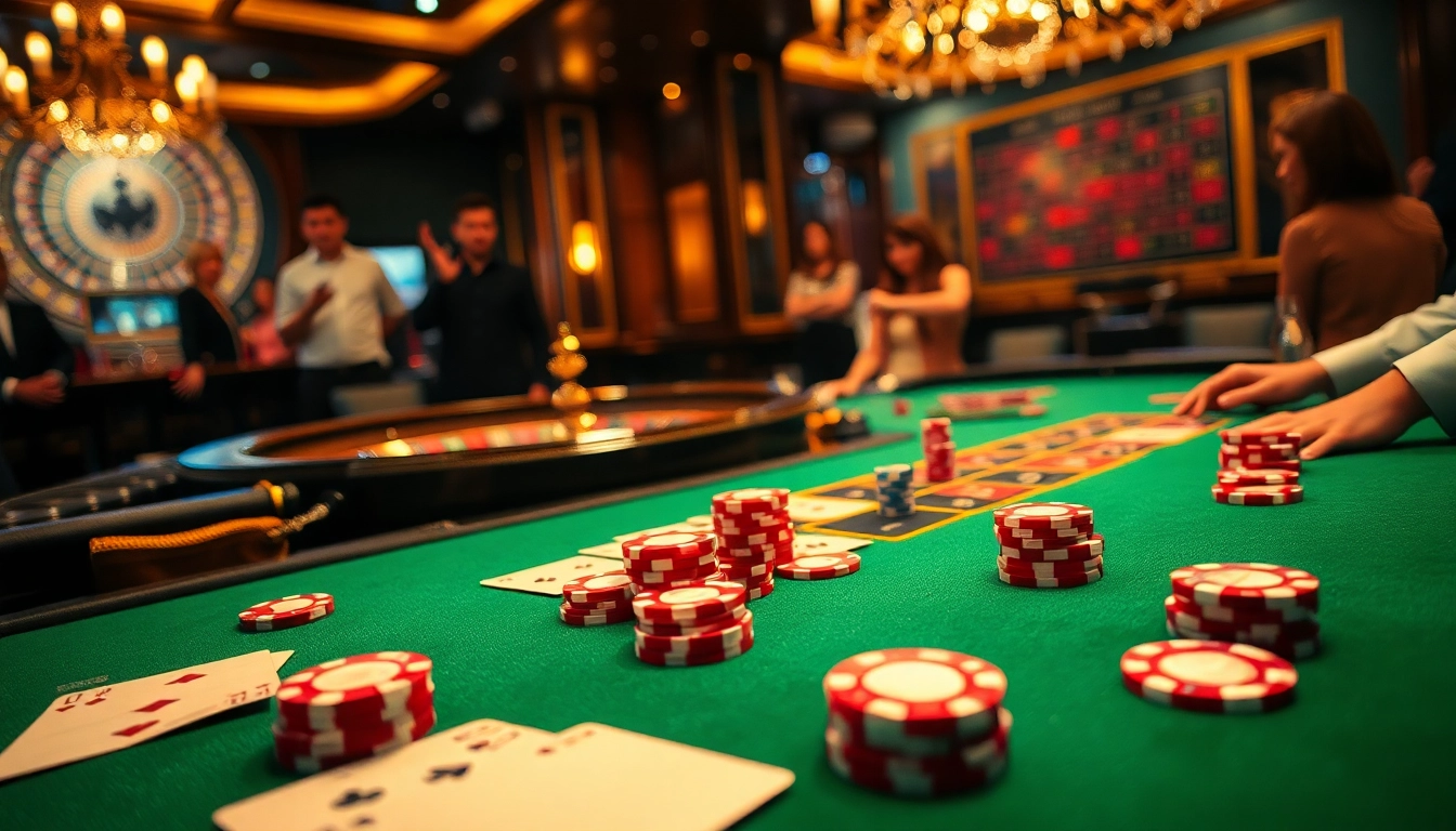 A thrilling poker game at loto188.gb.net with players at a stylish casino table, enhancing the gaming experience.