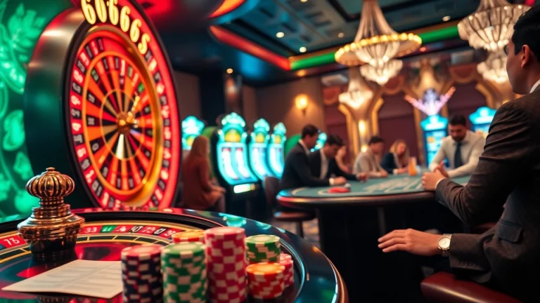 Experience the excitement of mm66 with vibrant roulette, poker chips, and casino glamour.