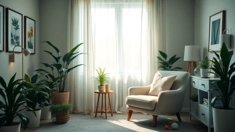 Promote mental wellness in a serene therapy room with calming decor and natural light.
