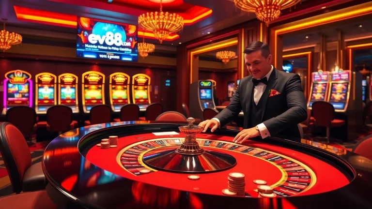 Experience the thrill of gaming on ev88.com with dealers and high-stakes action at a luxury casino.