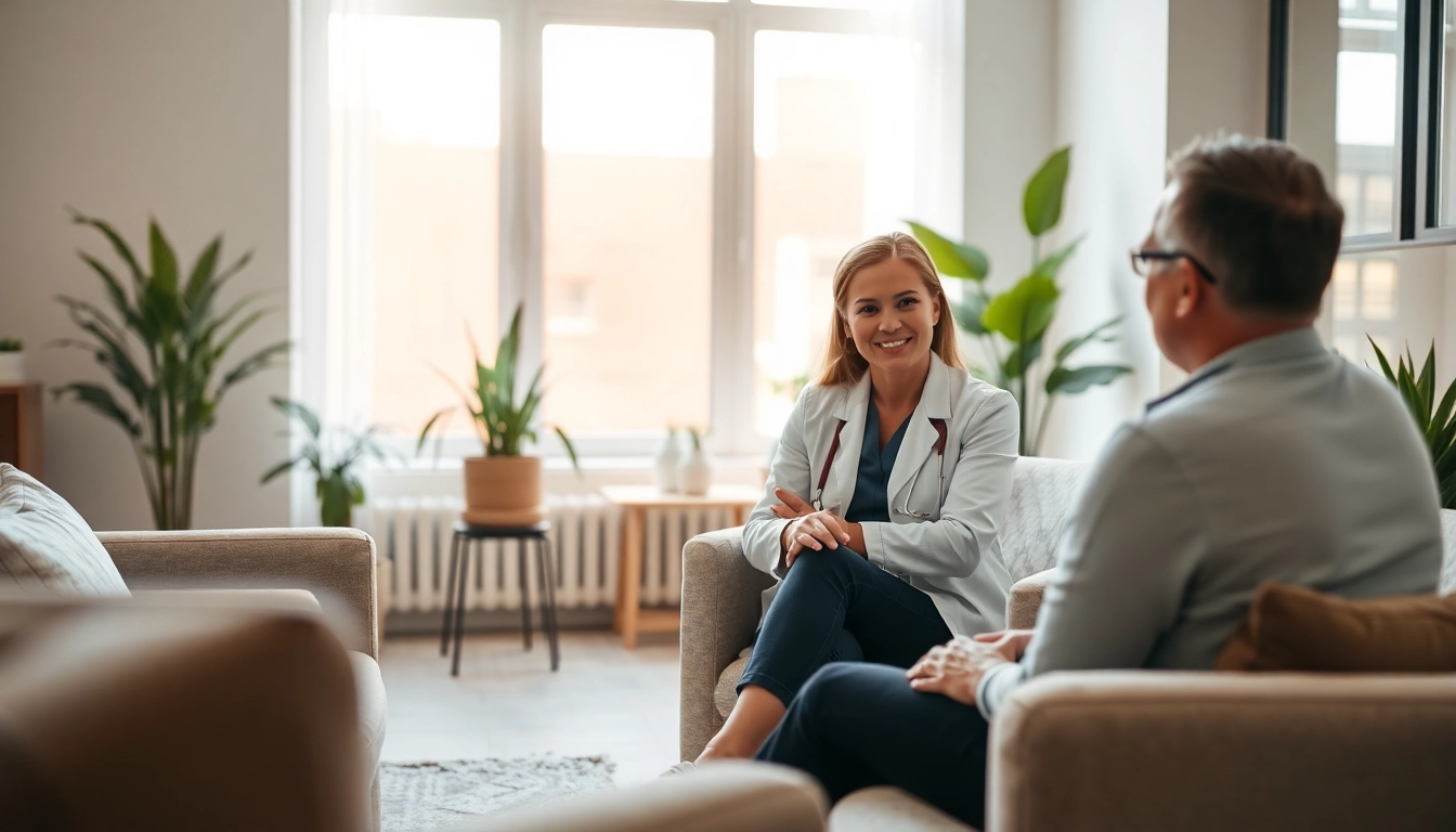 Providing Counselling Services in a serene setting with a compassionate therapist and client interaction.