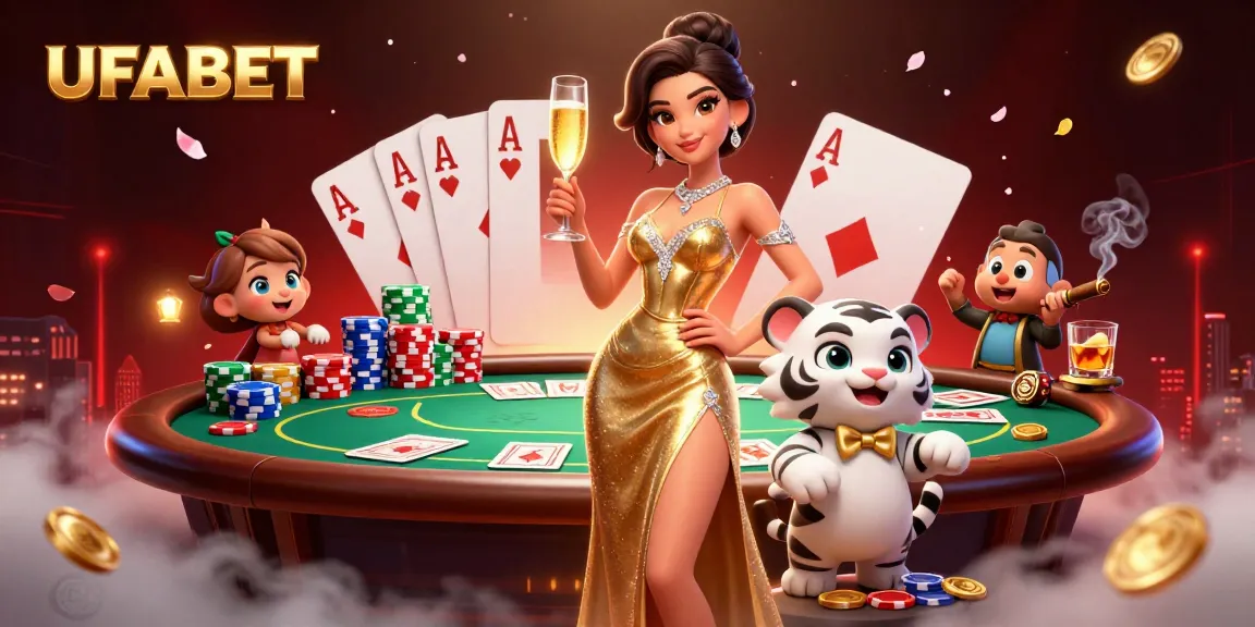 Win big at UFABET with this vibrant 3D illustration showcasing glamorous casino excitement.