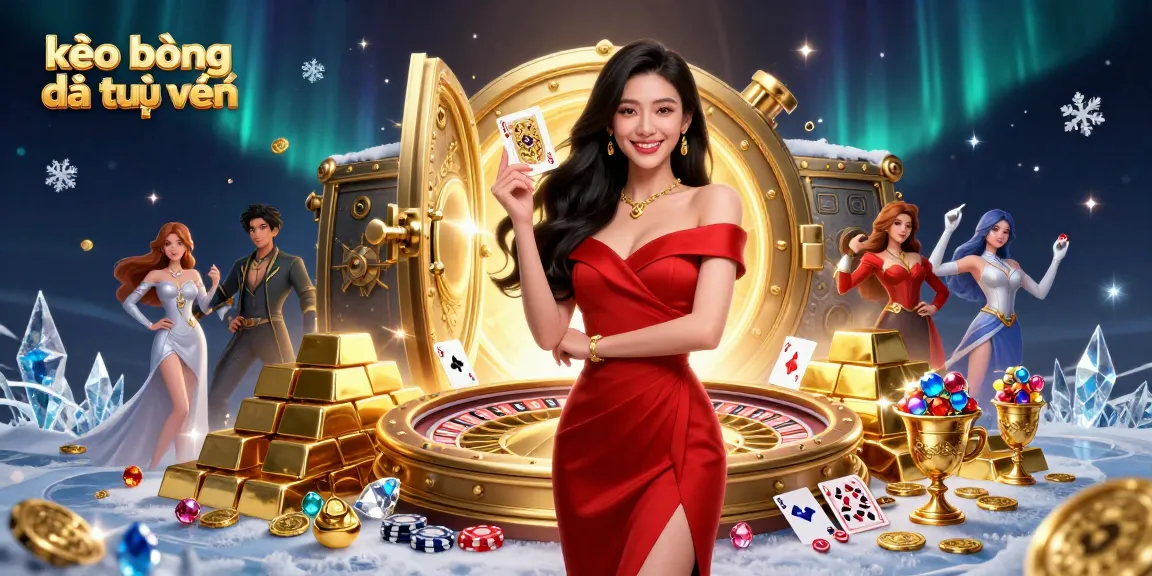 Engage in kèo bóng đá trực tuyến surrounded by stunning visuals of a confident woman and vibrant casino elements.