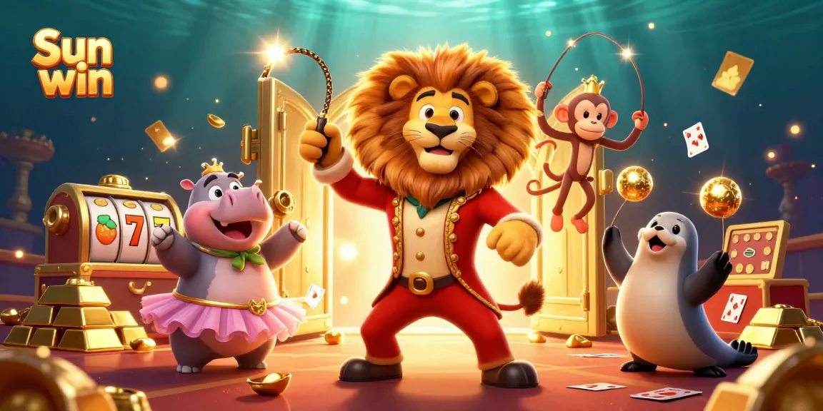 Win with Sun win in a vibrant online casino scene featuring exciting game elements and animated characters.