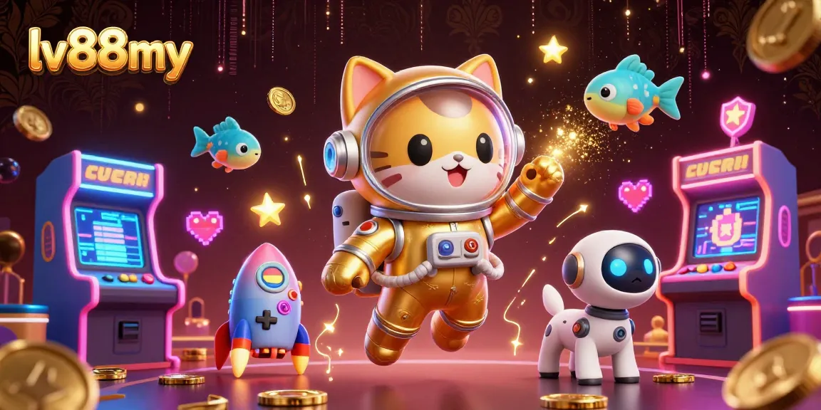Spin and win as lv88my unveils a colorful digital casino world with vibrant characters and gaming elements.
