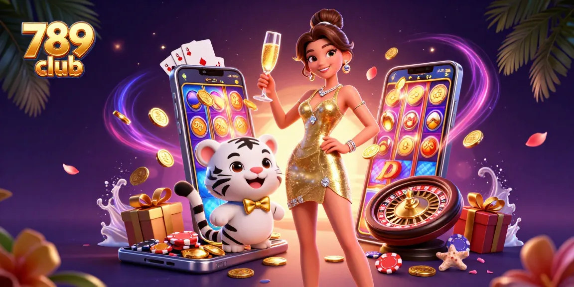Win big with 789 club in this vibrant casino scene filled with playful elements.