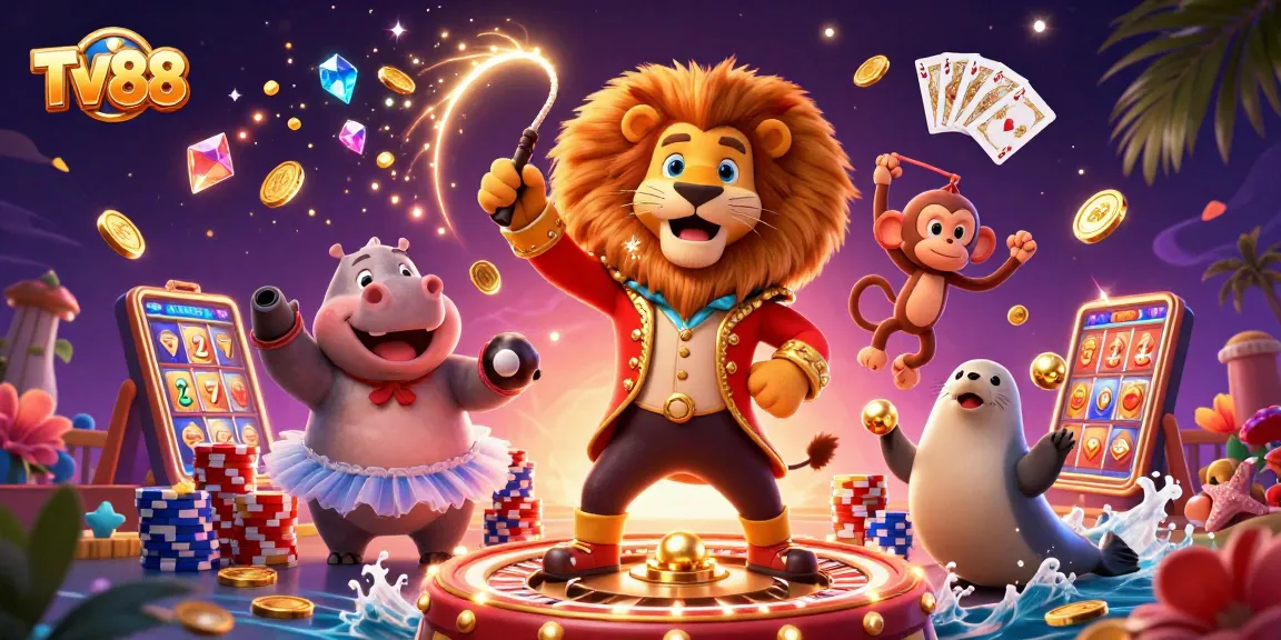 Win big at TV88 with a vibrant casino scene featuring lively characters and winning elements.