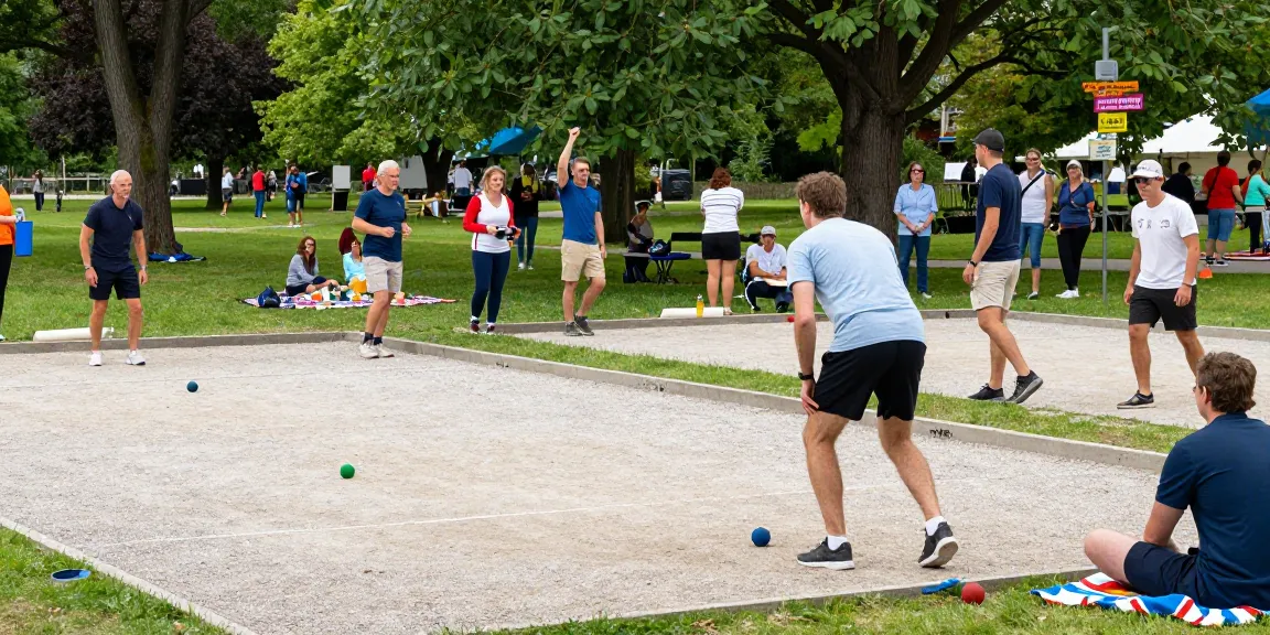 Exciting petanque tournament scene at fopikotabanjarma.org with players and spectators enjoying the sport outdoors.