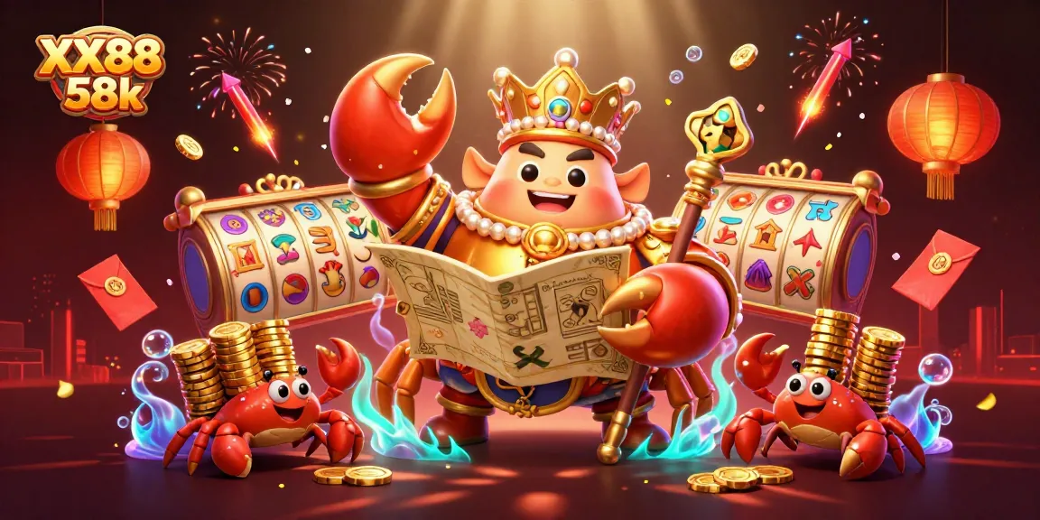 Engage with XX88 58k while experiencing a vibrant underwater casino theme featuring a golden crab and dynamic gaming elements.