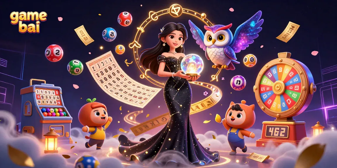 Experience thrilling game bai with colorful lottery balls and vivid casino elements in this captivating illustration.