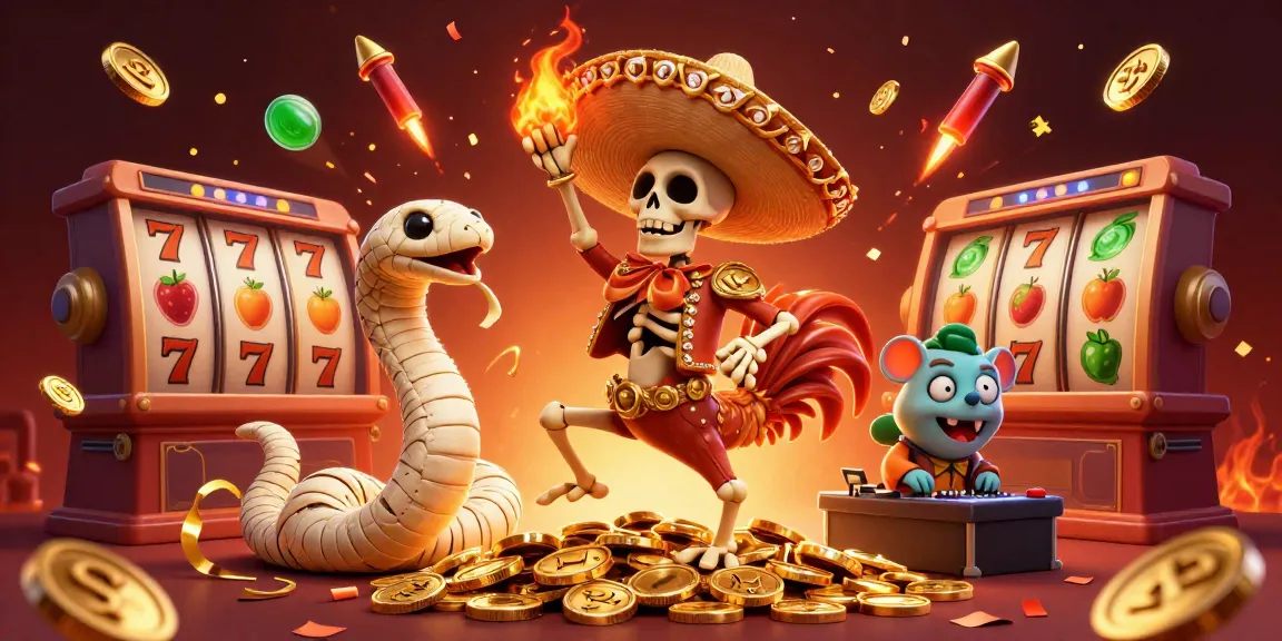 Basswin offers exciting games with a festive atmosphere featuring a dancing rooster, a mummy snake, and DJ elements.