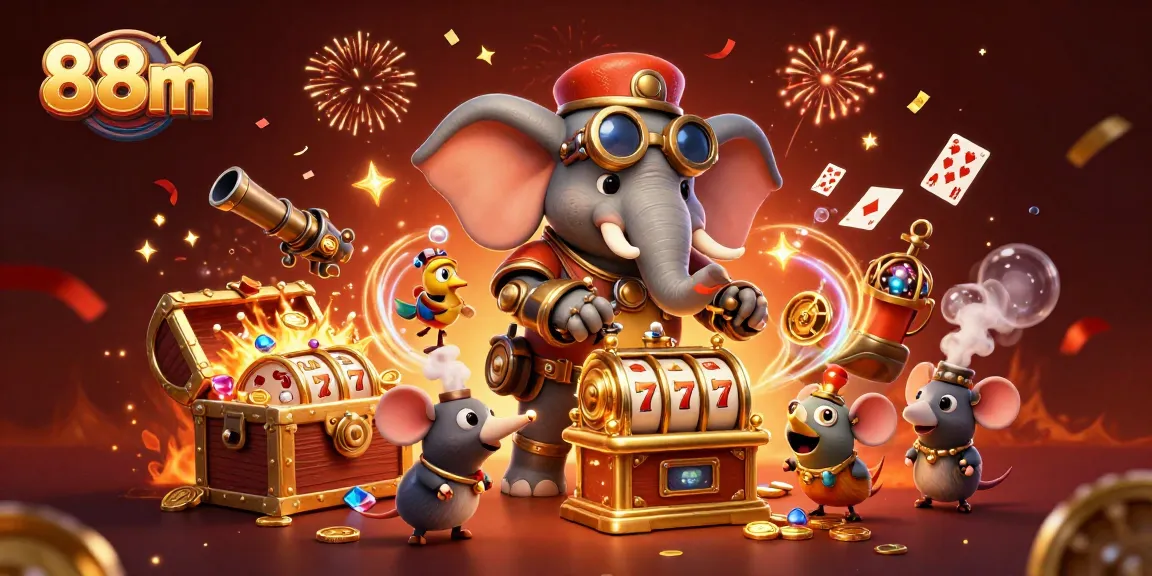 Experience thrilling wins at 88m with engaging slot machines amid colorful casino elements.