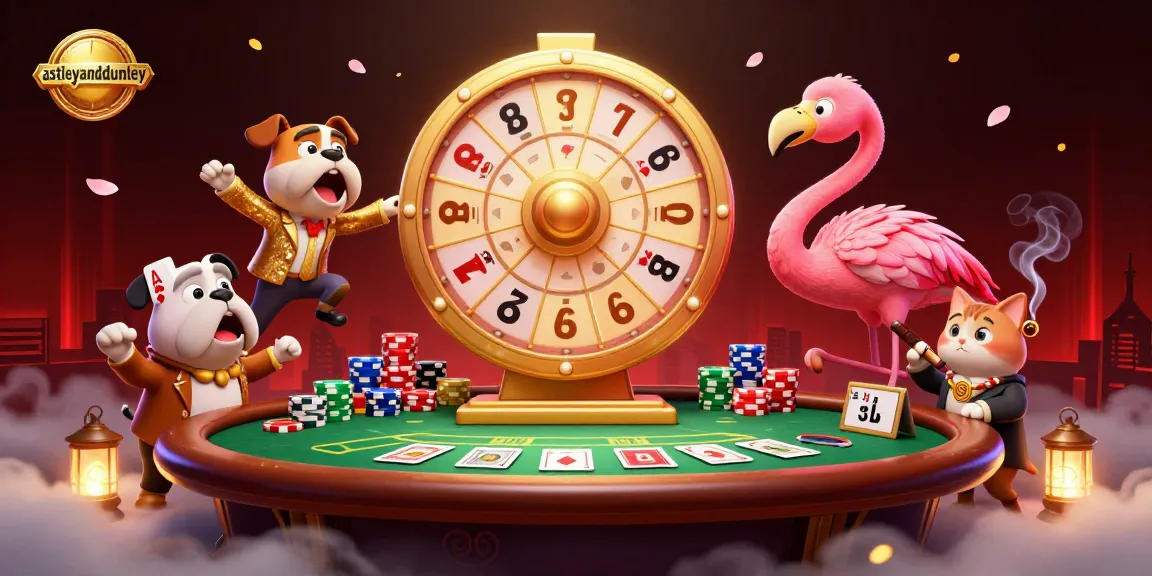 Spin the giant prize wheel at astleyanddunley with vibrant cartoon characters and rich casino elements.