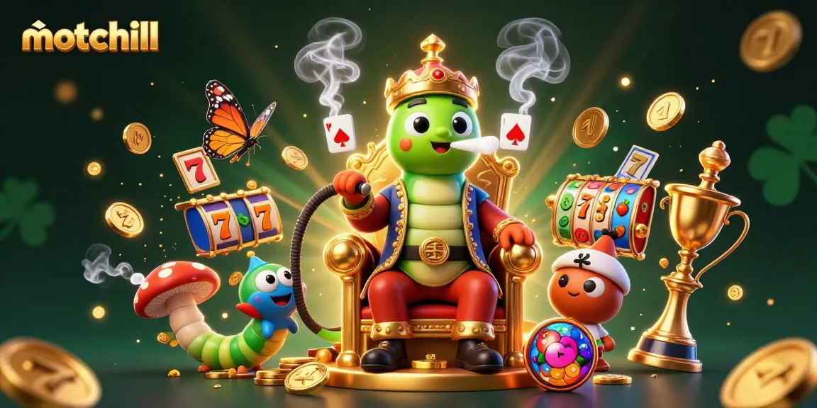 Win exciting rewards at motchill with our vibrant 3D casino artwork showcasing slot reels and golden coins.