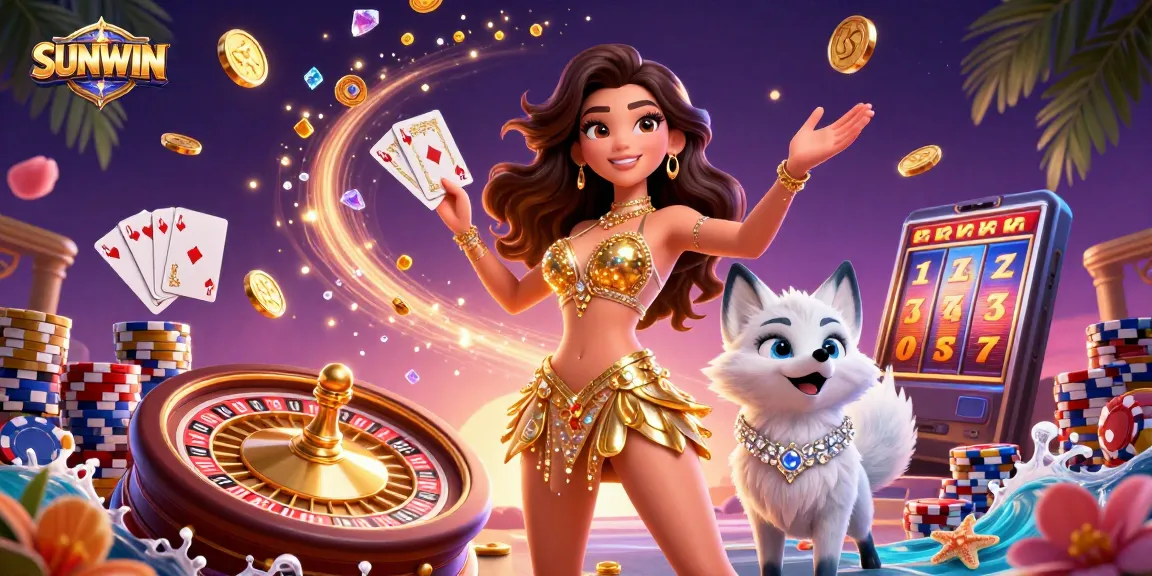 SUNWIN invites players to indulge in a vibrant casino experience with stunning illustrations of games, joyous winnings, and excitement.