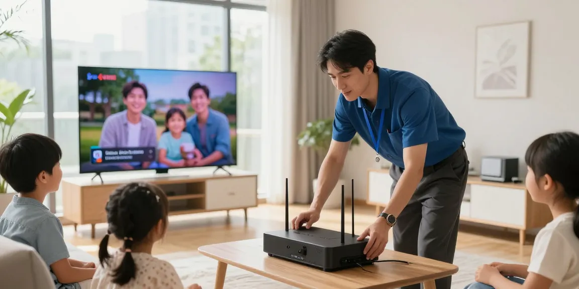 A trusted IPTV service provider ensuring reliable live TV streaming in a client's home, showcasing local professional services.