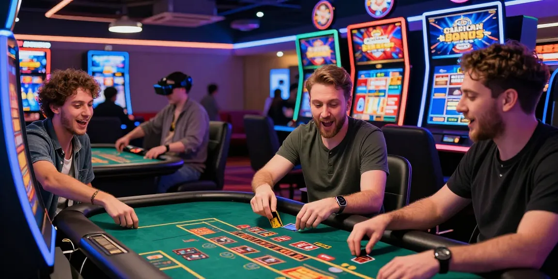 Credit card casinos at scoarch.org.uk: Excited players enjoying a vibrant online casino experience.