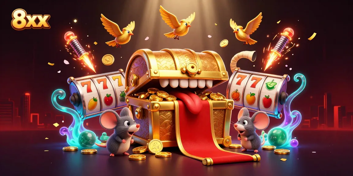 Engage with 8xx casino adventures featuring treasure chests and exciting slot elements.