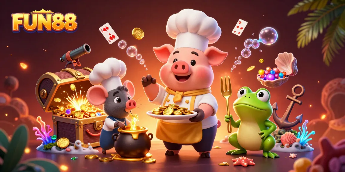 Fun88 captures the excitement of winning with dynamic gold coins, underwater treasures and playful characters.