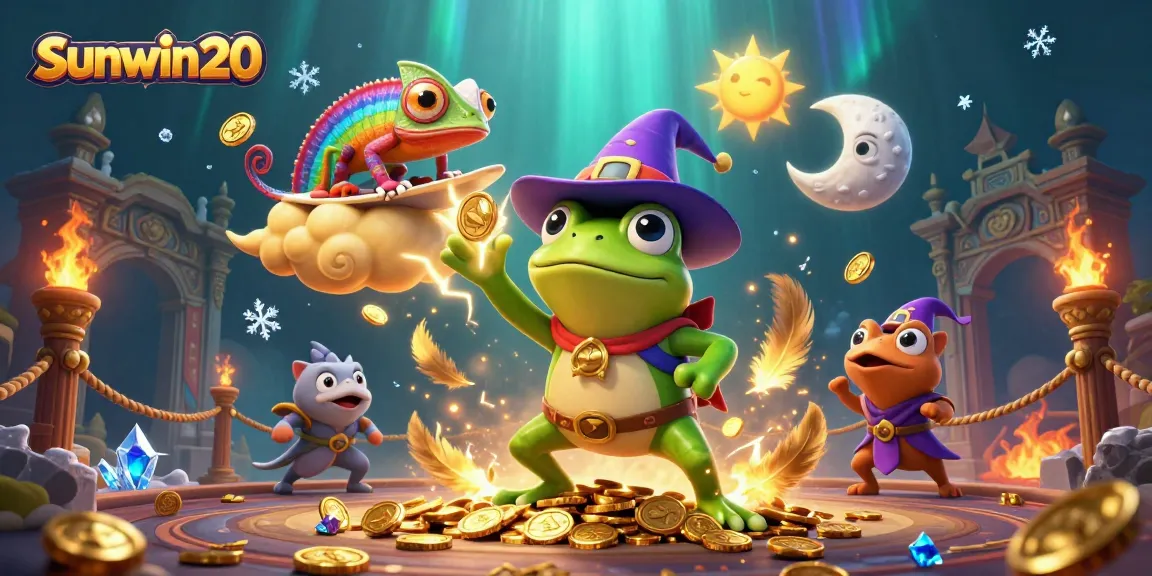 Experience the excitement of sunwin20 in a vibrant casino scene filled with golden coins and fantasy elements.